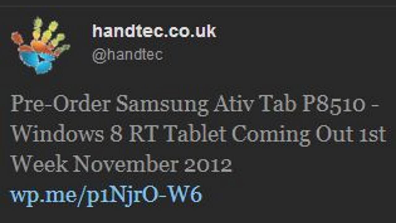 Windows RT搭載Samsung Ativ Tab、Handtecで11月初旬発売予定