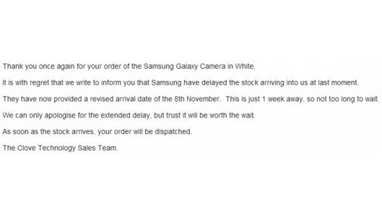 Galaxy Cameraの英国発売が11月8日に延期