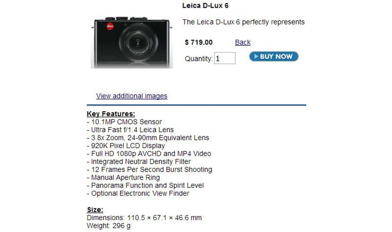 1ShopMobile、なぜかLeica D-Lux 6取扱い開始
