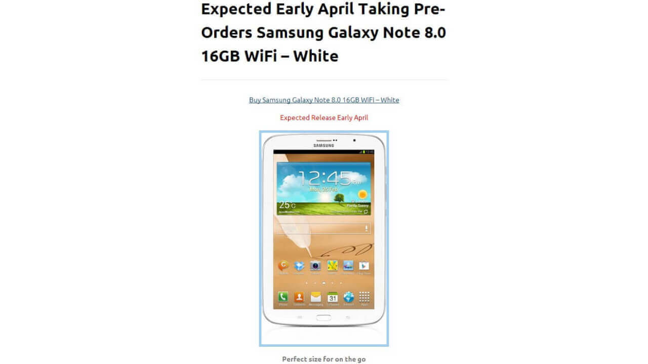 Galaxy Note 8.0の発売は4月初旬