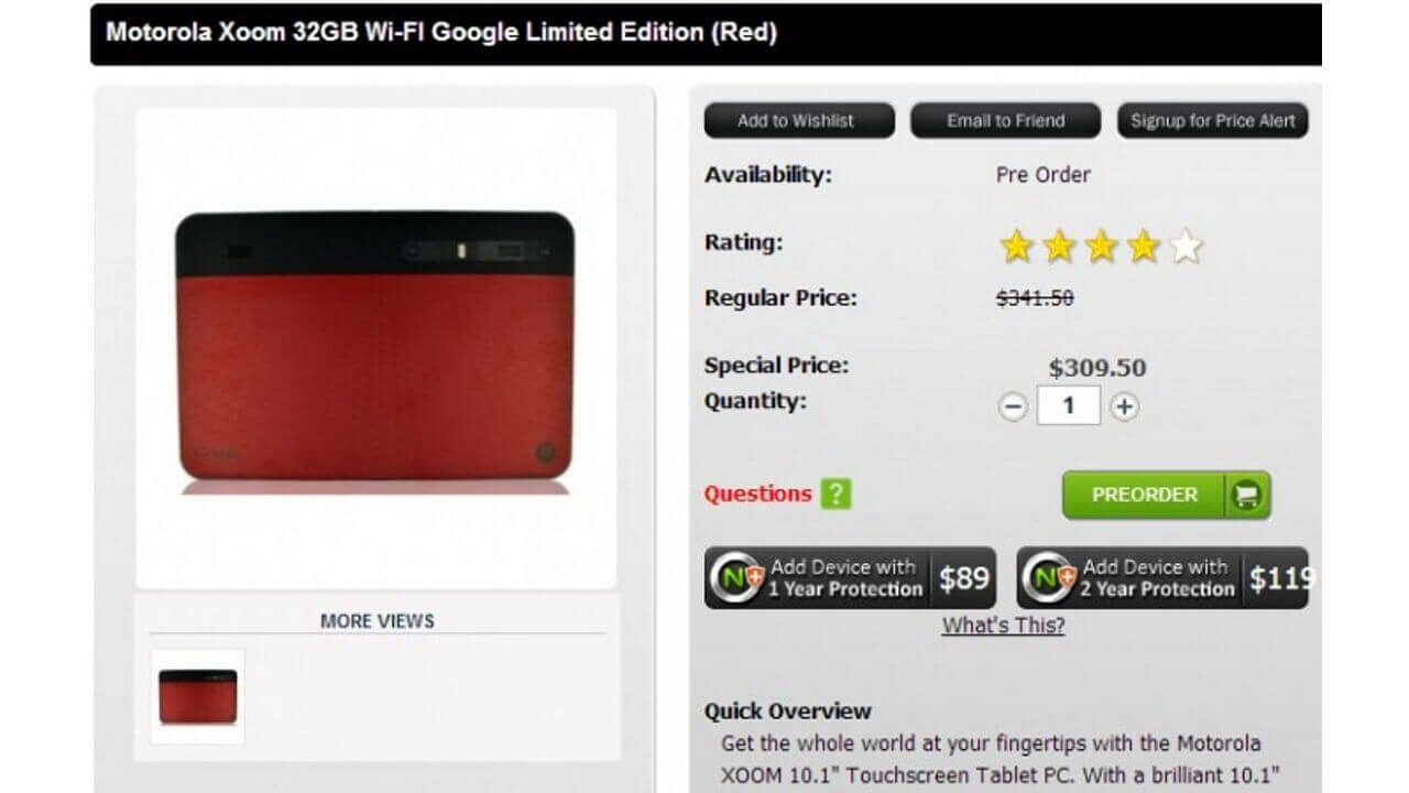 REDもあった！Motorola Xoom Wi-Fi 32GB Limited Edition