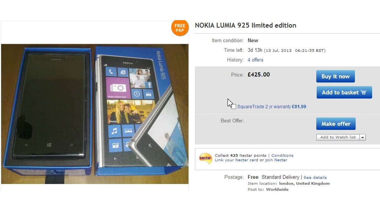 Nokia Lumia 925のVodafone限定版