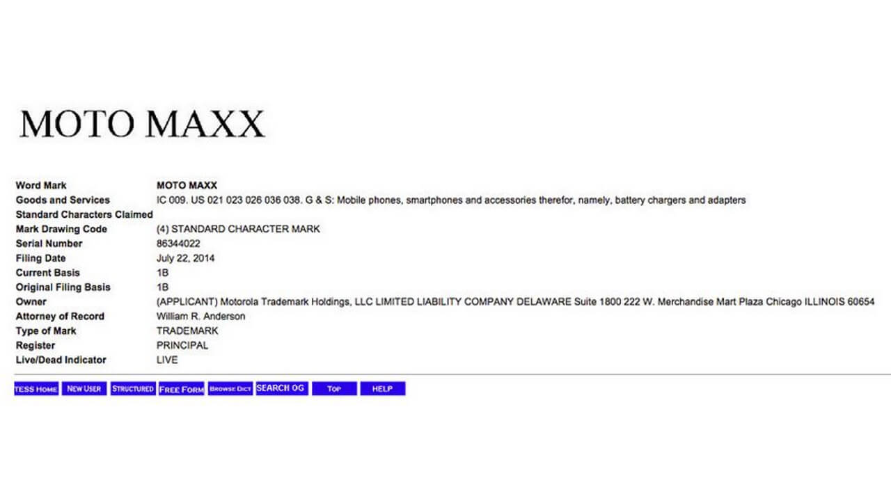 Motorola、Moto MAXXを商標登録