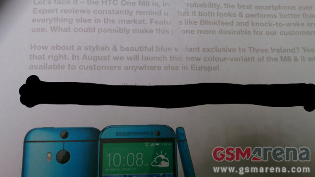HTC One M8のBLUEカラーがアイルランド3IE（Three Ireland）限定で販売されるらしい