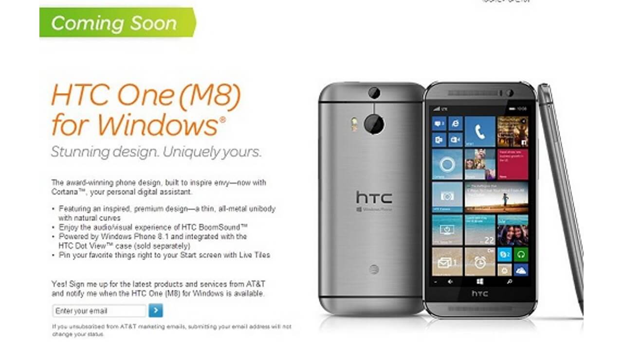 HTC One M8 for WindowsはAT&T版も投入予定