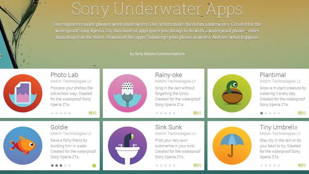 Sony Underwater Apps