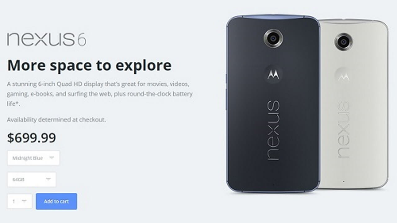 Motorola公式で「Nexus 6」予約開始