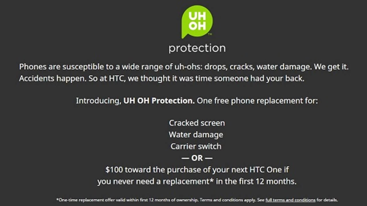 HTC、故障無料交換サービス「UH OH Protection」米国で提供開始