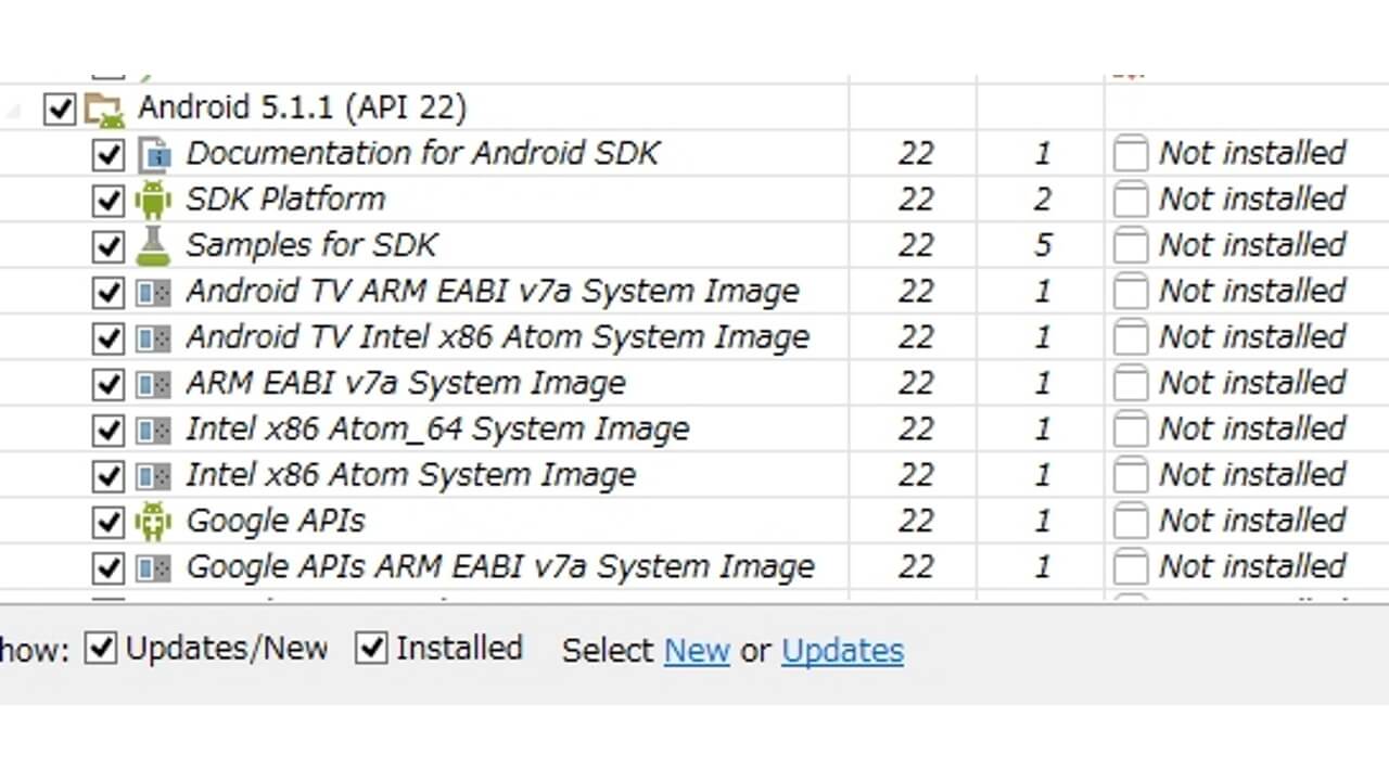 Android SDK ManagerにAndroid 5.1.1追加