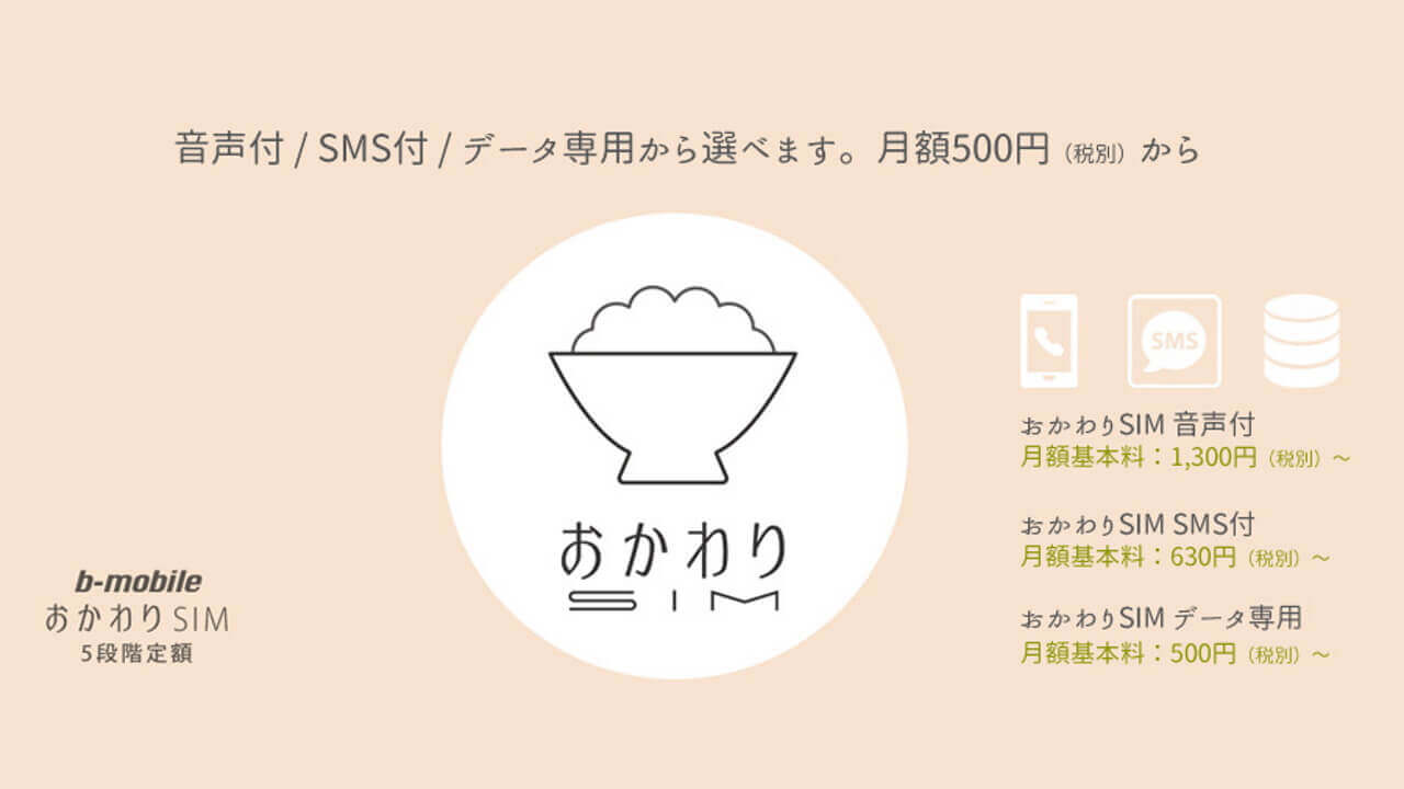 日本通信、5段階「b-mobile おかわりSIM 5段階定額（音声付）」追加