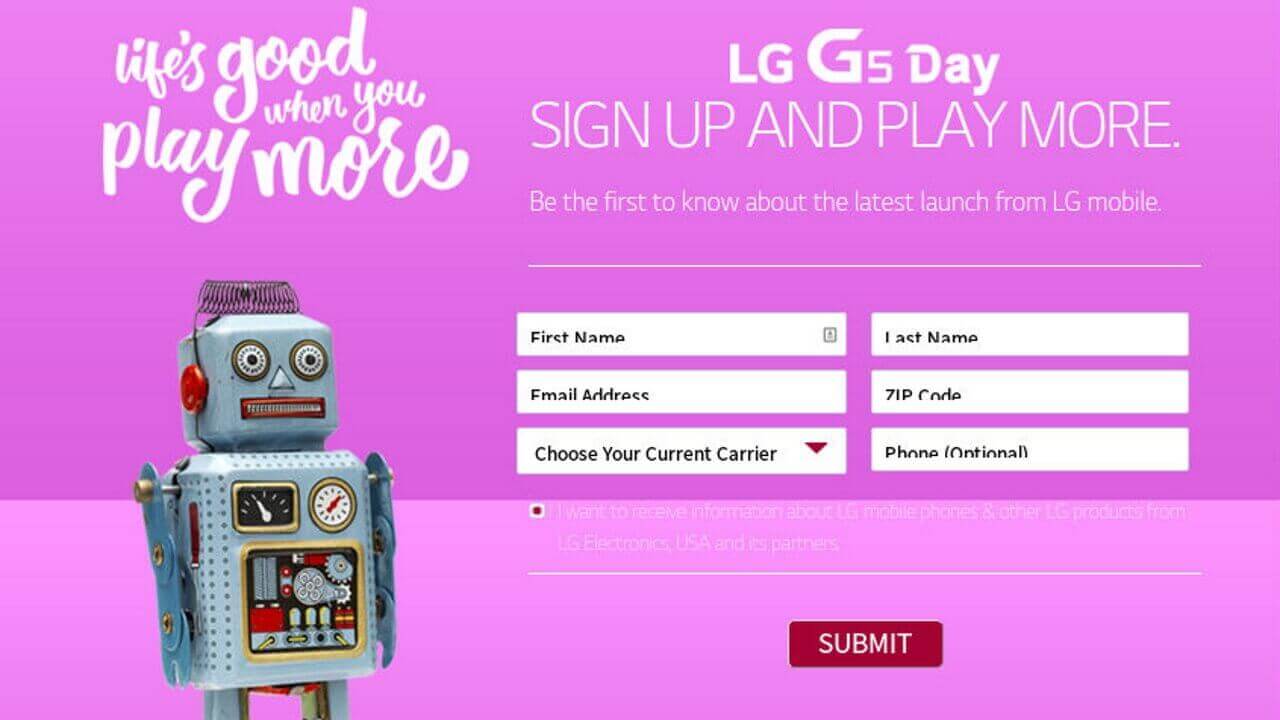 「LG G5」サインアップページ公式公開