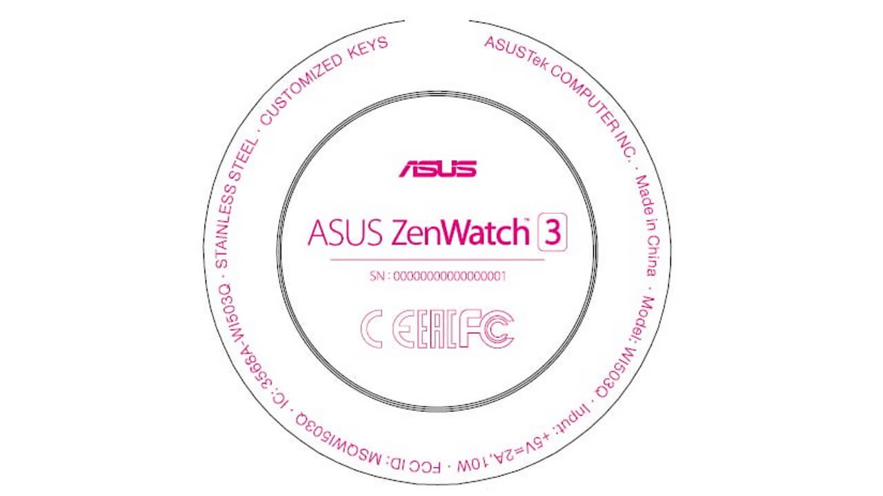 ASUS新型「ZenWatch 3（W1503Q）」FCC認証取得