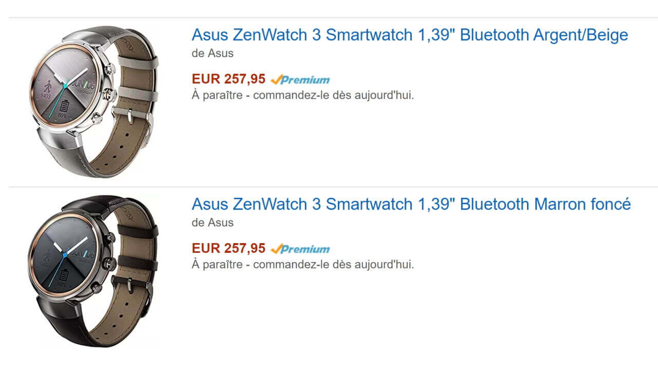 フランスAmazon、「ZenWatch 3」予約開始