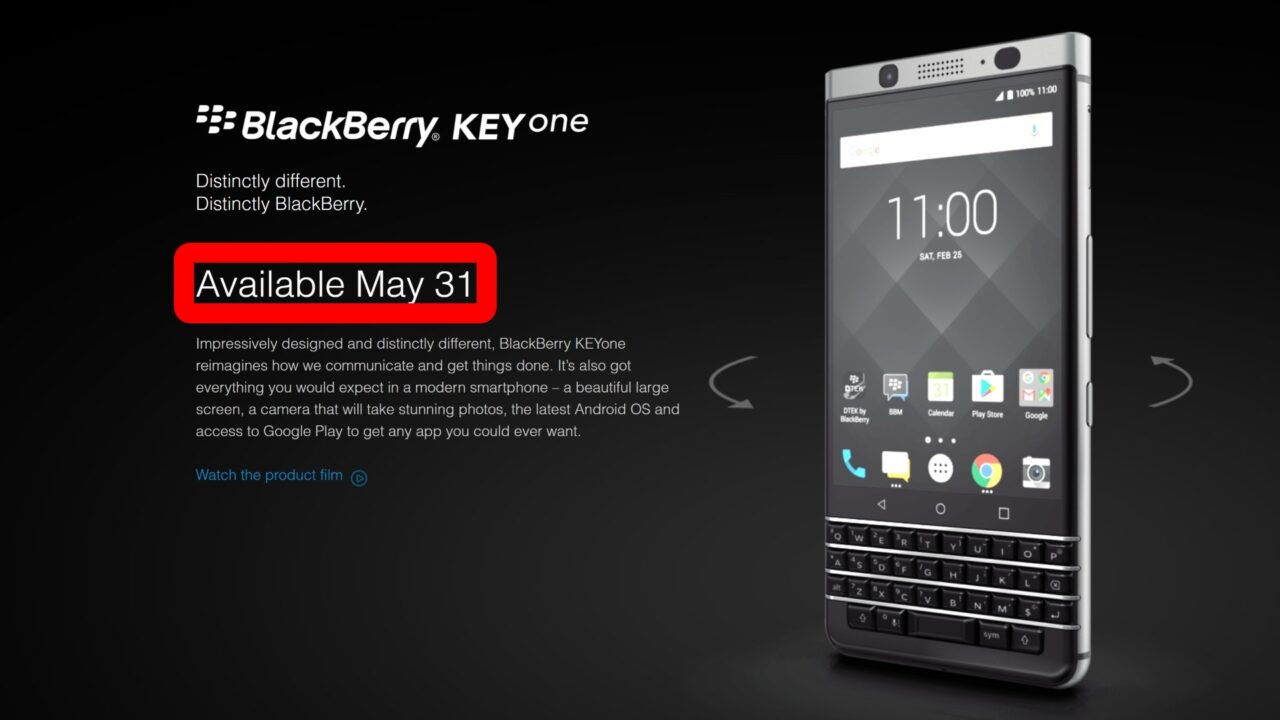 「BlackBerry KEYone」米国モデルは5月31日発売