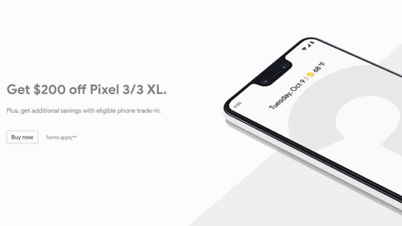 米Googleストアが「Pixel 3」再度$200引き【5月6日まで】