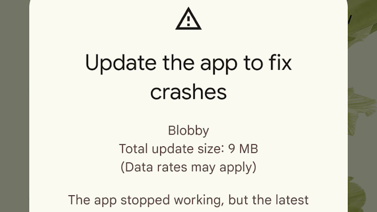 Android app crash prompt